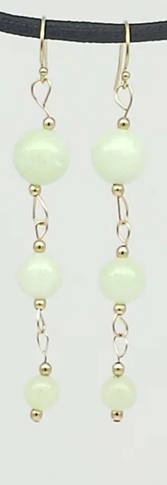Apples and Gold, Jade and Gold Dangle Earrings